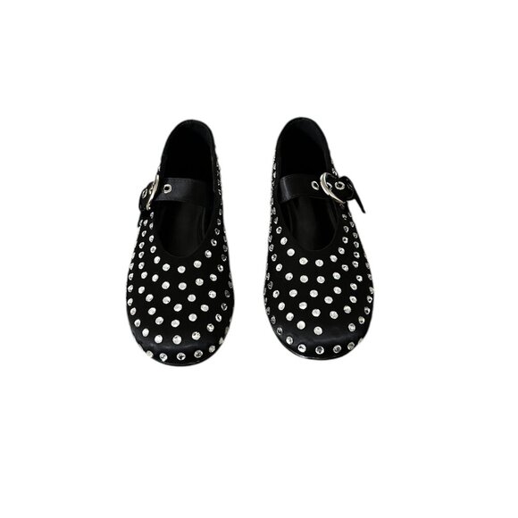 Mary Jane Sparkly Rhinestones Ballet Flats with Buckle Strap Size: 9 1/2 - Picture 4 of 9